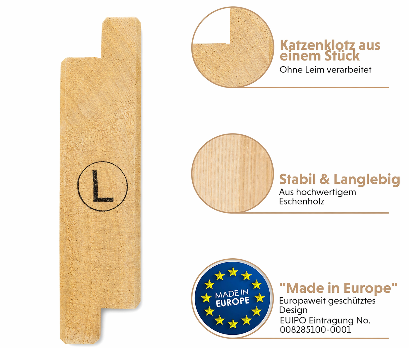 Katzenklotz Links Infografik mit Vorteilen