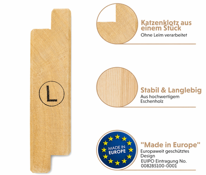 Katzenklotz Links Infografik mit Vorteilen